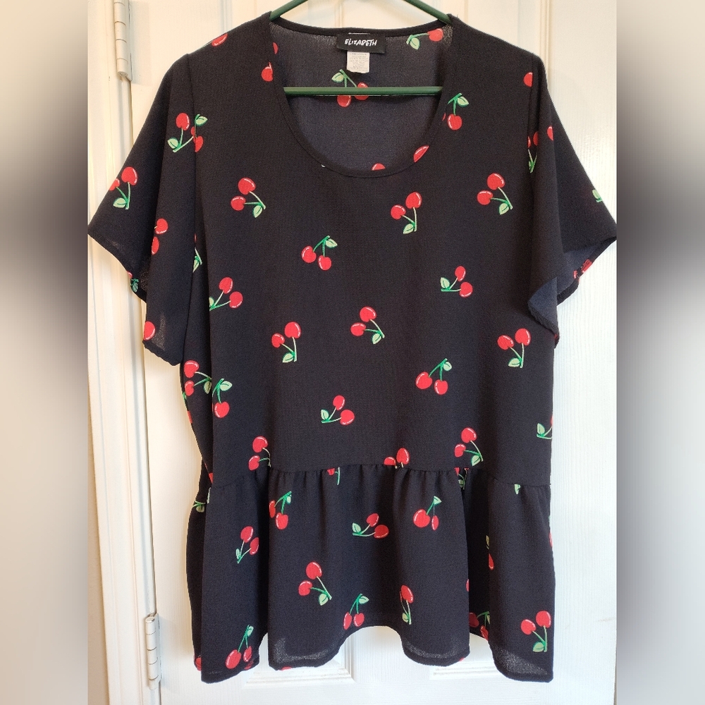 J.Elizabeth Black Cherry Print Dress